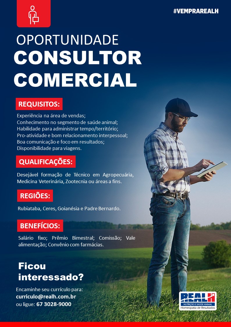 Oportunidade: Real H Contrata Consultor Comercial em Goiás