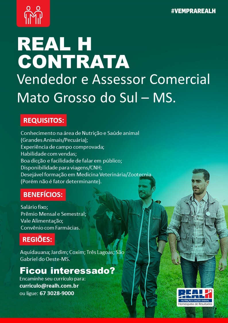 Oportunidade: Real H Oferece 3 Vagas de Empregos no MS, RJ e MG