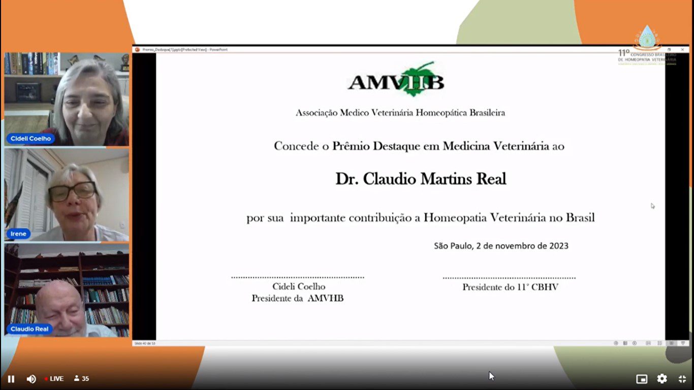 Presidente da Real H é homenageado durante o 11° Congresso Brasileiro de Homeopatia Veterinária