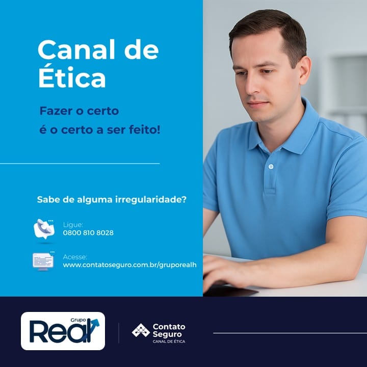 Banner institucional do Grupo Real sobre o Dia da Ética com destaque para o compromisso com governança e transparência